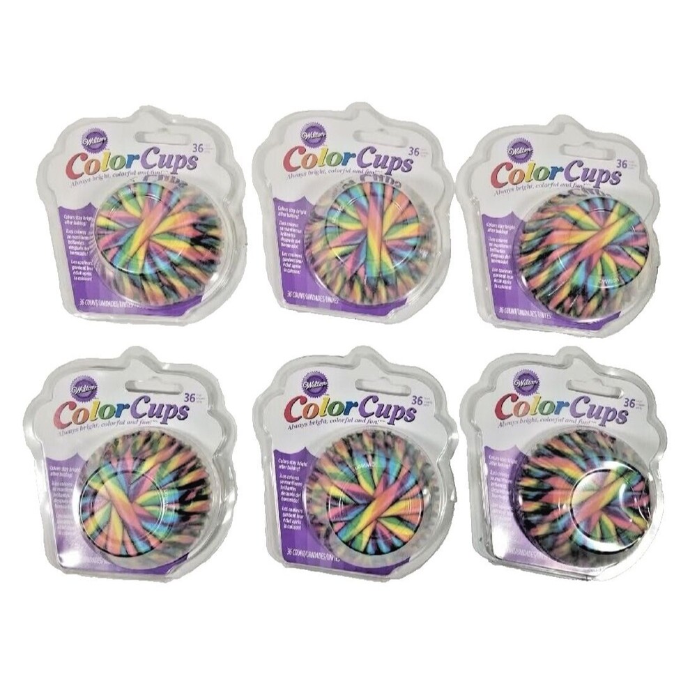Wilton Color Cup #415-2863 2 inch Dia Baking Cups - 6 Lot X 36 each (216 Total)